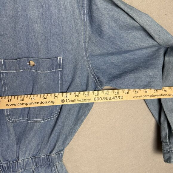 Vtg 90s Fads Women’s Midi Denim Dress Tradwife Cottagecore Western Button Up L - Picture 3 of 5